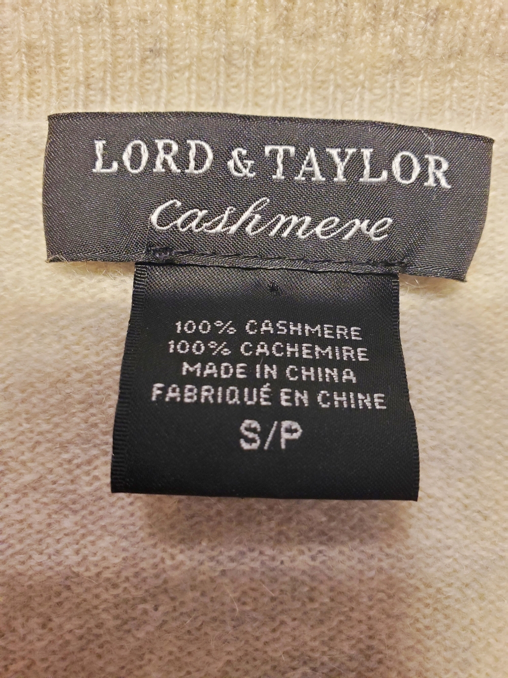 Lord & Taylor Beige Button-Front Women's 100% Cashmere Cardigan - Picture 2 of 4